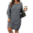Shein Plus Solid Color Off Shoulder Long Sleeve Simple Short Casual Sweater Dress