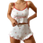 Shein Womens White Cherry Print Frill Edge Pajama Set