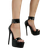 Shein Women Black Minimalist Platform Stiletto Heeled Sandals, Punk Open Toe Ankle Strap Sandals