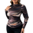 Shein Plus Casual AllOver Funnel Neck Fitted Long Sleeve TShirt Fall