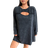 Shein SHEIN EZwear Plus Size Distressed Snow Flecks Print Long T-Shirt Dress, Open Neckline Design, Autumn/Winter