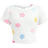 Shein Tween Girls Casual Minimalist Round Neck Floral Print Cap Sleeve TShirt