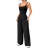 Shein MOOSTA Solid Color Black Sleeveless Loose Jumpsuit - Black