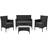Juskys Fort Myers - Black Outdoor Lounge Set, 1 Table incl. 2 Chairs & 1 Sofas