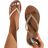 Shein Women Comfortable Rhinestone Decor Toe Post Flat Sandals, Glamorous Summer Faux Suede Thong Sandals