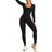 Shein Solid Color Scoop Neck Open Back Tight Seamless Jumpsuit Long Sleeve