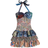 Shein Multicolor Floral Print Pleated Backstring Bowknot Tiered Ruffle Hem Mini Dress For Women Suitable For Vacation Wearable As Outerwear Or Underwear