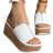 Shein Womens New Summer Fish Mouth Flat Platform Wedge Heel Sandals Slippers