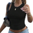 Shein Women Solid Color Crew Neck Fitted Pleated Tank Top
