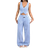 Shein Linen Simple Stripe Print Tube Top And Long Pants Two-Piece Set - Linen