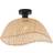 QAZQA Art Deco Ceiling Light Black with Natural Bamboo 40cm Pendant Lamp 40cm