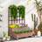 OutSunny 2-Tier Wooden Raised Bed with Trellis and Drainage Holes Brown