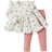 Shein Infant Baby Girls' Flower Patterned Round Neck Top With Ruffle Sleeve And Solid Color Skinny Pants Two-piece Set