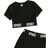 Shein Girls Letter Tape Detail Tee and Cycling Shorts Set