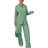 Shein pcsSet Fashionable Pleated Shirt And Comfortable Wide Leg Pants Womens Casual Outfit