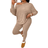 Shein Plus Size Round Neck Batwing Sleeve Top And Pants - Solid Color