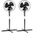 Geepas Set Of Two 16" Black Oscillating Electric Pedestal Fans