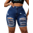 Shein Plus Stretchy Skinny Distressed Biker Shorts