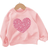 Shein Baby Girl Casual Simple Heart Pattern Knitted Soft Crew Neck Loose Thick Sweatshirt Suitable For Autumn Winter