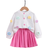 Shein pcs Girls Casual Cardigan Knit Top Jacket With Floral Print Design And Skirt Set Autumn Outfit