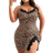 Shein Plus Leopard Print Lace Splice Sleep Dress With Slit And Bowknot Summer Multicolor 1XL,2XL,3XL,4XL,5XL