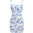 Shein Teen Girls Blue White Flower Printed DoubleLayered Mesh Knit HighElastic Bodycon Mini Dress With Ruffle Hem