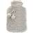 KS Brands Teddy Fur Hot Water Bottle 2 Litre Grey