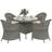 OutSunny Rattan for 4 with Cushions and Umbrella Hole Grey Patio Dining Set