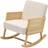 H&O Direct Linen Wooden and Braid Armchair Beige One Size Rocking Chair