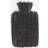 OHS Faux Fur Hot Water Bottle Ribbed Fluffy Fleece Supersoft Warmer Charcoal One Size