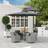 OutSunny Luxury Rattan Garden With Parasol Cushions Light Grey Patio Dining Set