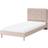 Beliani Modern Velvet Single Size Bed Frame Upholstered Kids Bed Slatted Base Beige Corsaint