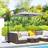 OutSunny 3 m Cantilever Parasol with Cross Base Light Grey