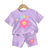 Shein Baby Girl Casual Simple Flower Pattern Short Sleeve Top And Shorts Set Suitable For Summer