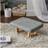 Living and Home Linen Upholstered Footstool with Wooden Legs Grey One Size Foot Stool