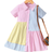 Shein Toddler Girls Colourblock Striped Print Shirt Dress