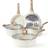 Ebern Designs 8 Pcs White Granite Induction Hob Pan Cookware Set with lid