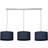 ValueLights Reni Drum Shade 3 Drop Bar Brushed Chrome Diner Ceiling Light with Bulbs Pendant Lamp
