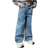 Shein Girls New Casual Fashion Back Pocket Embroidered Washed Straight Leg Denim Jeans
