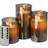 LED Bloklys Røgfarvet Glas Ø7,5 cm Set of 3 LED-lys 15cm 3stk