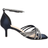 Quiz Wide Fit Navy Satin Diamante Cross Strap Low Heels, Dark Blue, 6, Women