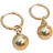 Shein Pair Gold Plated Stainless Steel Hoop Earrings With Hollow Resin Geometric Ball Pendant Minimalist Design For Daily Wear