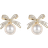 Shein Rhinestone Bow & Faux Pearl Design Stud Earrings