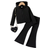 Shein pcs Young Girl Fashionable Ribbed Hoodie Crop Jacket And Flare Pants Set New SpringAutumn Choice