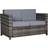 OutSunny Rattan Wicker 2-seat Loveseat Padded Garden Furniture Grey Outdoor Sofa