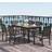 OutSunny 6 Seater Aluminium Garden with Stackable Chairs Brown Patio Dining Set