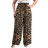 Shein Plus Womens Ruffle Trim Front Tie Leopard Print Pocket Casual Pants