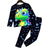 Shein Toddler Boys Cute Cartoon Dinosaur Pattern Glow In The Dark Long Sleeve Pajama Set Glows Under UV Light