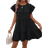 Shein Solid Ruffle Hem Smock Dress For Holiday