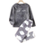 Shein Tween Girl Eyelash Embroidery Flannel Top & Cloud Print Pants PJ Set
